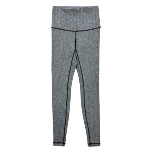 Lululemon Leggings Women’s Gray Herringbone High Rise Stretch Yoga Pants Size 4 - Picture 1 of 12
